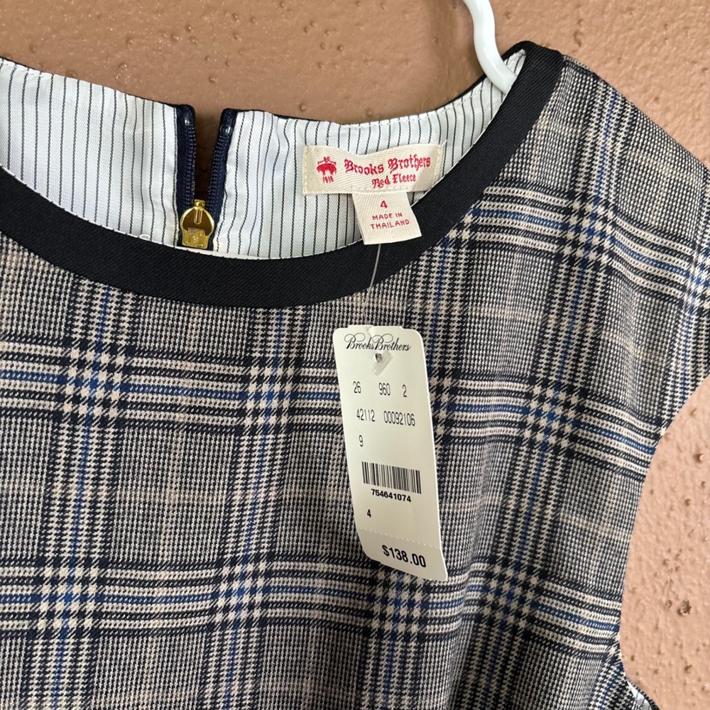 Brooks Brothers Red Fleece Plaid Sheath Dress Grey Blue Black 4 NEW - Picture 3 of 9